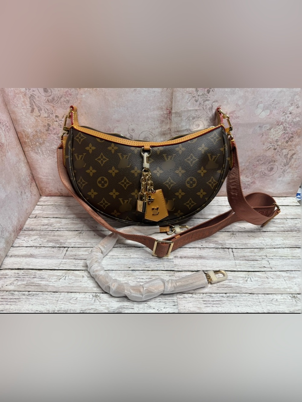 Fashion monogram emblem handbag